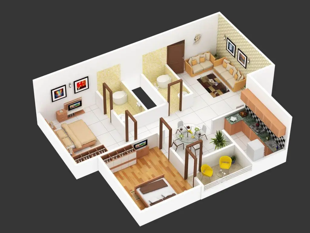 2BHK House Plans Design Ideas (Budget Friendly) | UA Map Studio Seohara, Bijnor